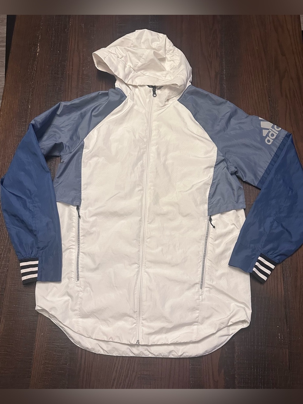 Adidas ID Woven Shell Windbreaker Full Zip Jacket Mens Size M Coat Hooded White